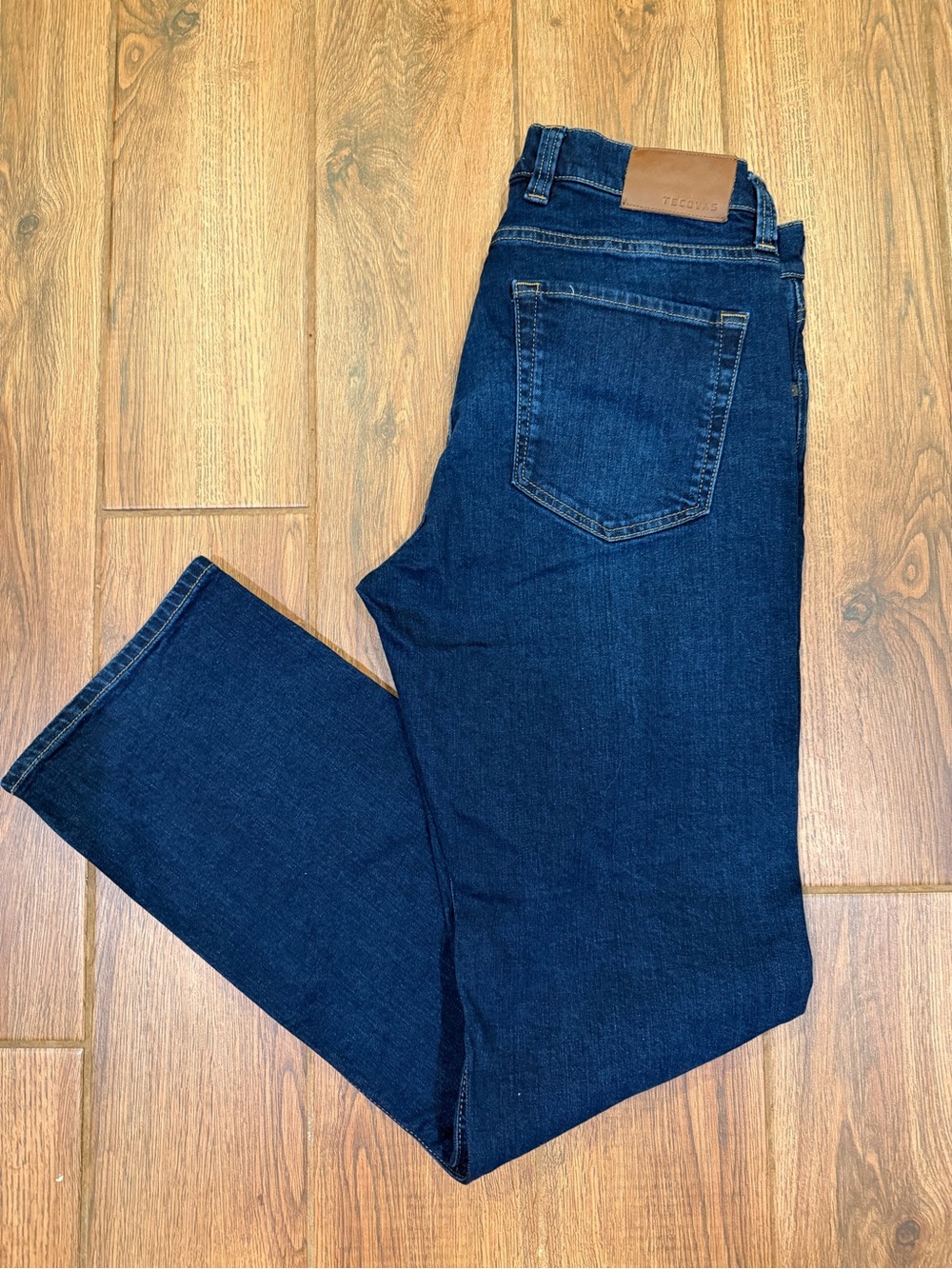Tecovas Men's Straight Dark Blue Denim Jeans / 33x32